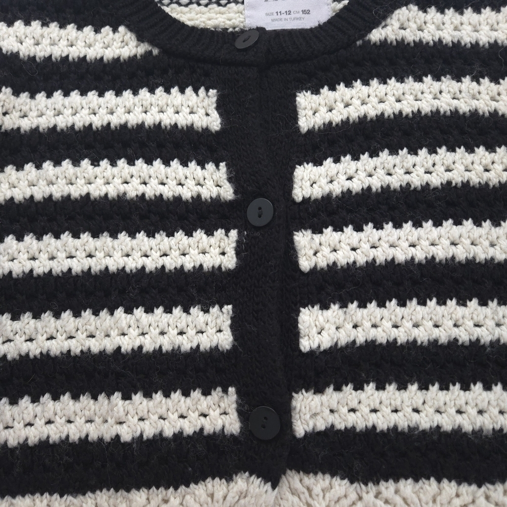 Zara Girls Knitwear Striped Crochet Sweater size 11-12 - Picture 4 of 15
